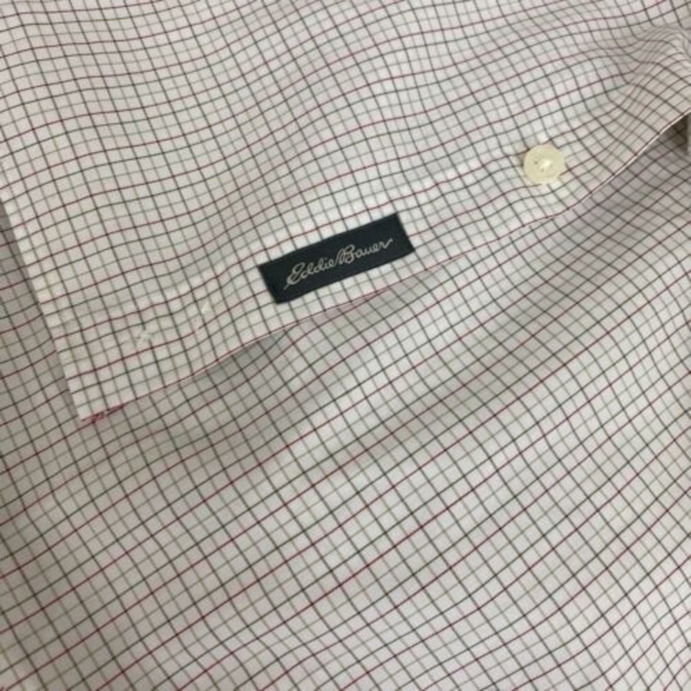 Eddie Bauer Men's Red Grey Plaid Cotton Short Sleeve Button Down Shirt Size XL - Picture 2 of 5
